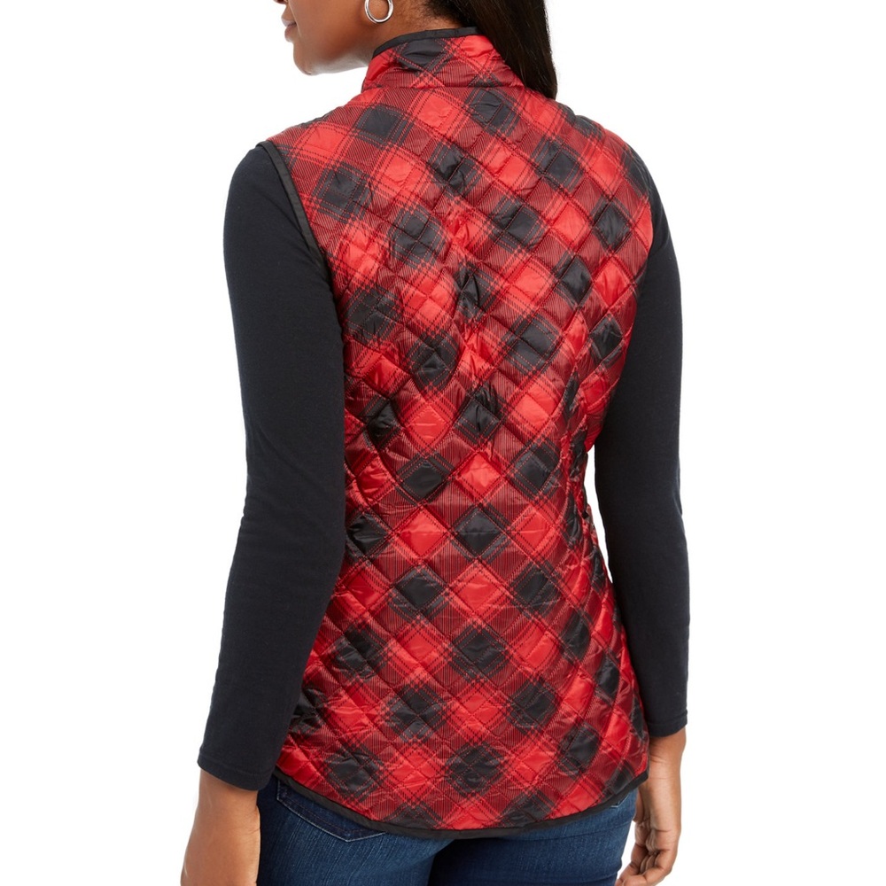 Karen Scott Petite Plaid Lightweight Puffer Vest EUC Size PXL - Picture 2 of 9